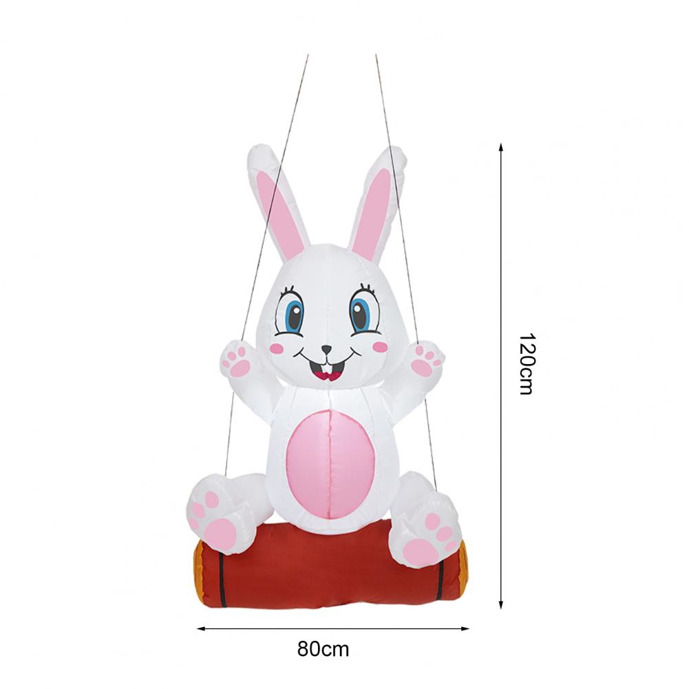 80x40cm LED Easter Inflatable Bunny Polyester Happy Face Inflatable Bunny Garden Decor Blow Up Inflatable Easter Rabbit