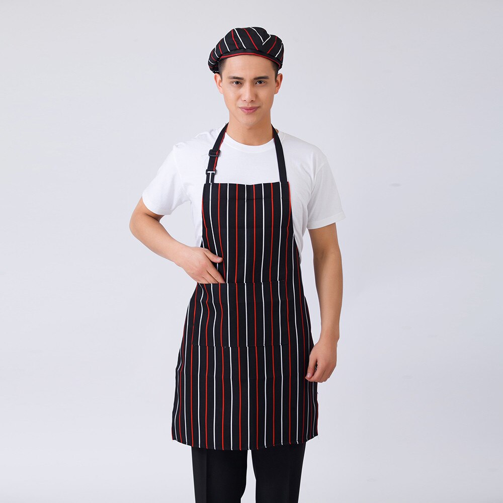 Kokk forklær rutenett stripete chili gafler trykk unisex kjøkken hotell kaffebar bakeri servitør arbeidsklær forkle kokk uniformer: 2