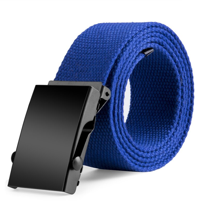 Unisex army bælte herre dame lærred stof webbing sort spænde bælte 120 x 3.8cm