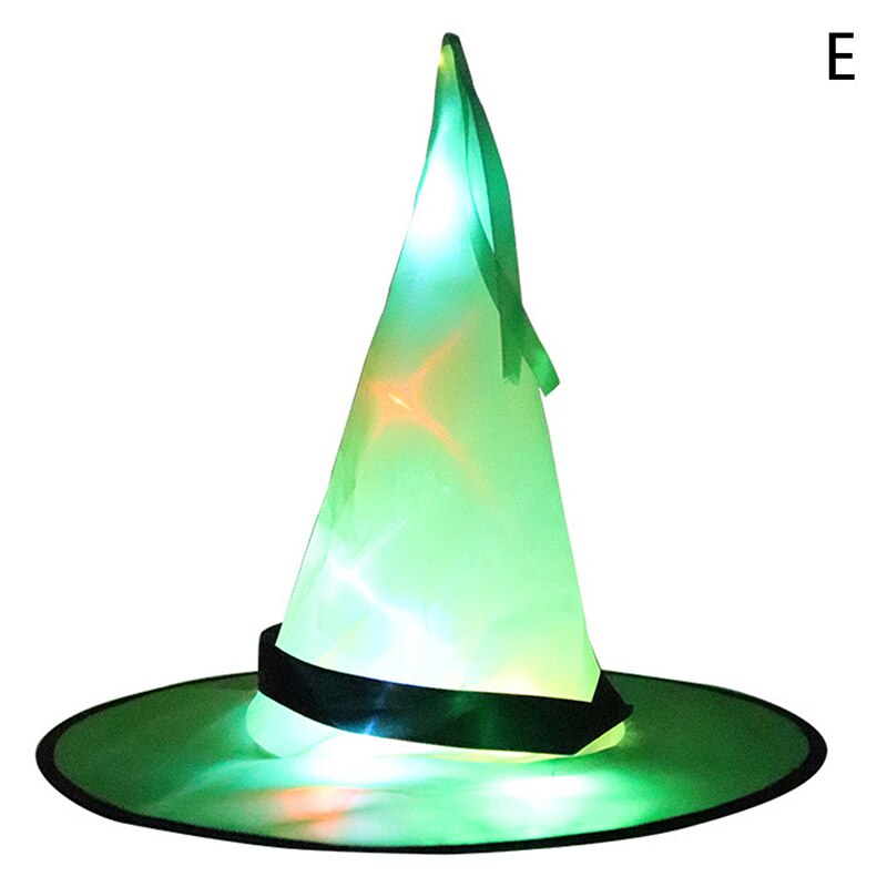 1pcs Halloween Witch Hat Glowing Witches Hat Hanging Halloween Home Party Decor Suspension Tree Glowing Hat Cosplay Costume: E with LED Light