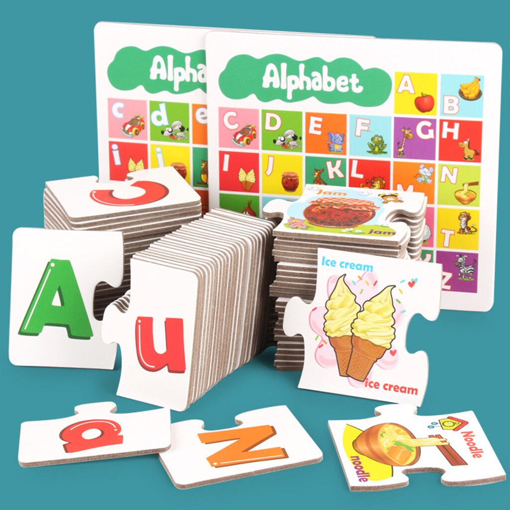 Illustrations ABC Alphabet Flash Cards Spelling Cognitive Skills Practice Uppercase Lowercase ABC Letters Preschool Toy