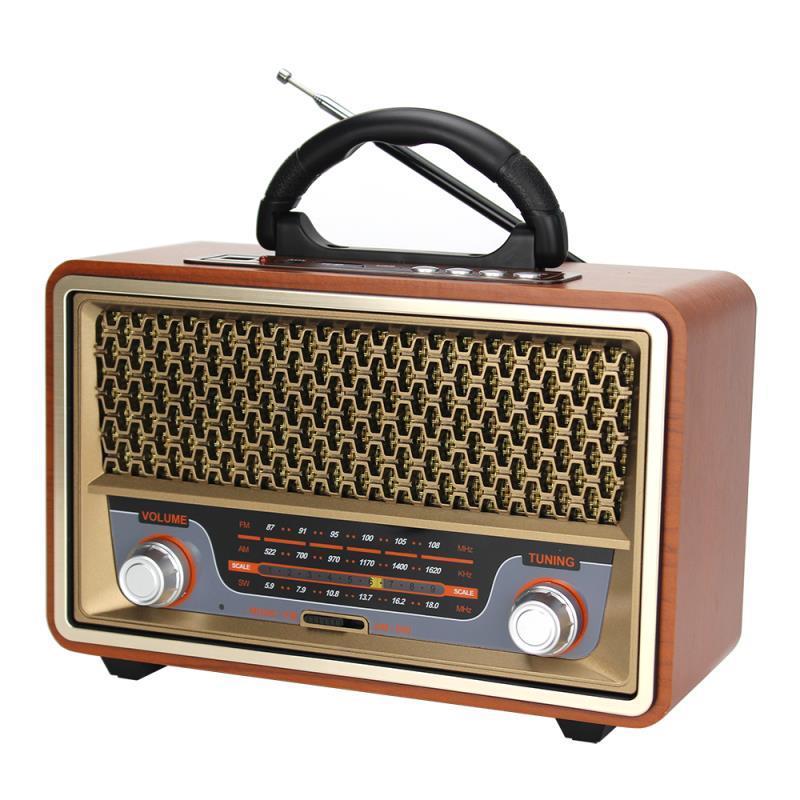 Retro portable wooden radio music player AM/FM/SW multifunctional high bluetooth speaker subwoofer card audio caixadesom