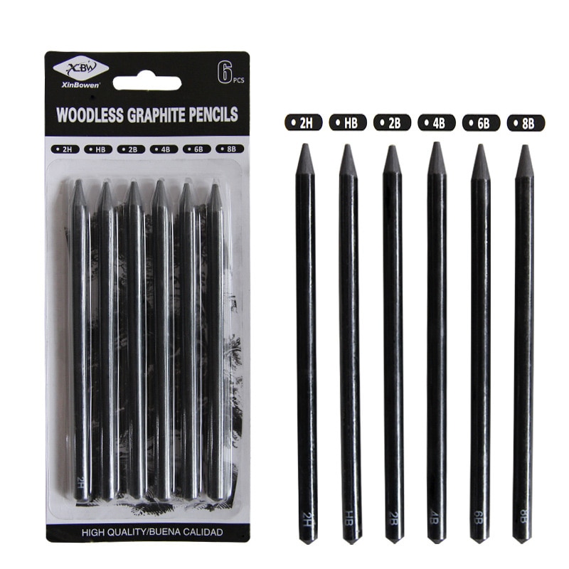 6Pcs/Set Black Writing Pencil Art Drawing Graffiti Sketching Pencils For Office School Art Supplies