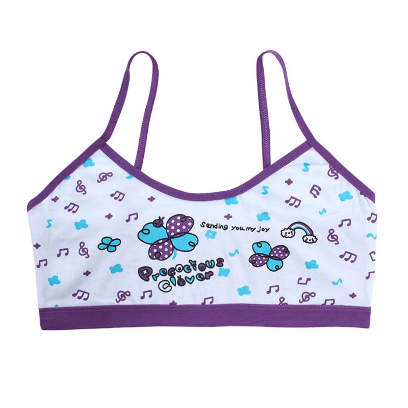 Girls Bra Underwear Lingerie Kids Teens Teenage Young Adolescente 8-14Years Student Cotton Cartoon Print Undewear Tops 19QF: PL