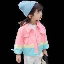 Baby Meisje Jas Patchwork Meisje Jas Bovenkleding Enkele Breasted Childrens 'Jas Casual Stijl Kleding Voor Meisjes