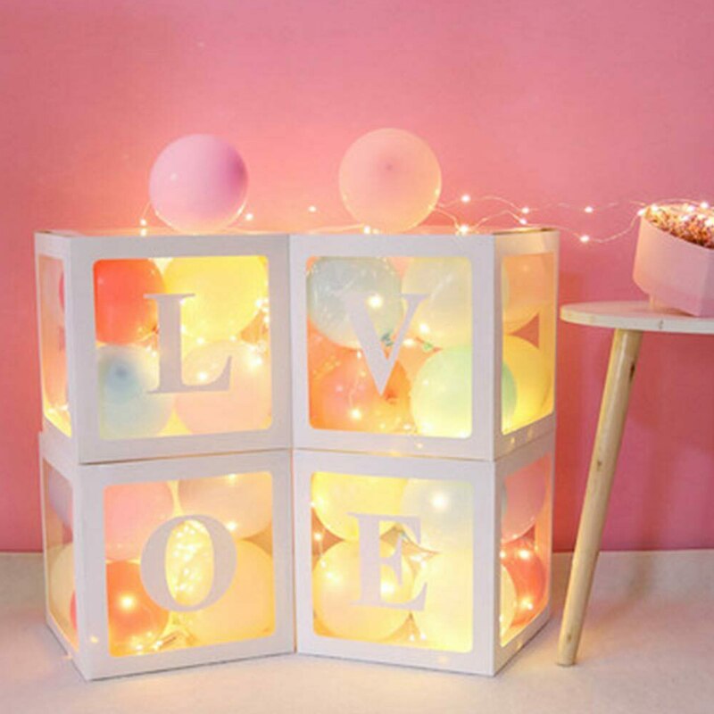 4 stk / sæt baby shower fest dekoration ballonæske gennemsigtig papkasse xmas hfing