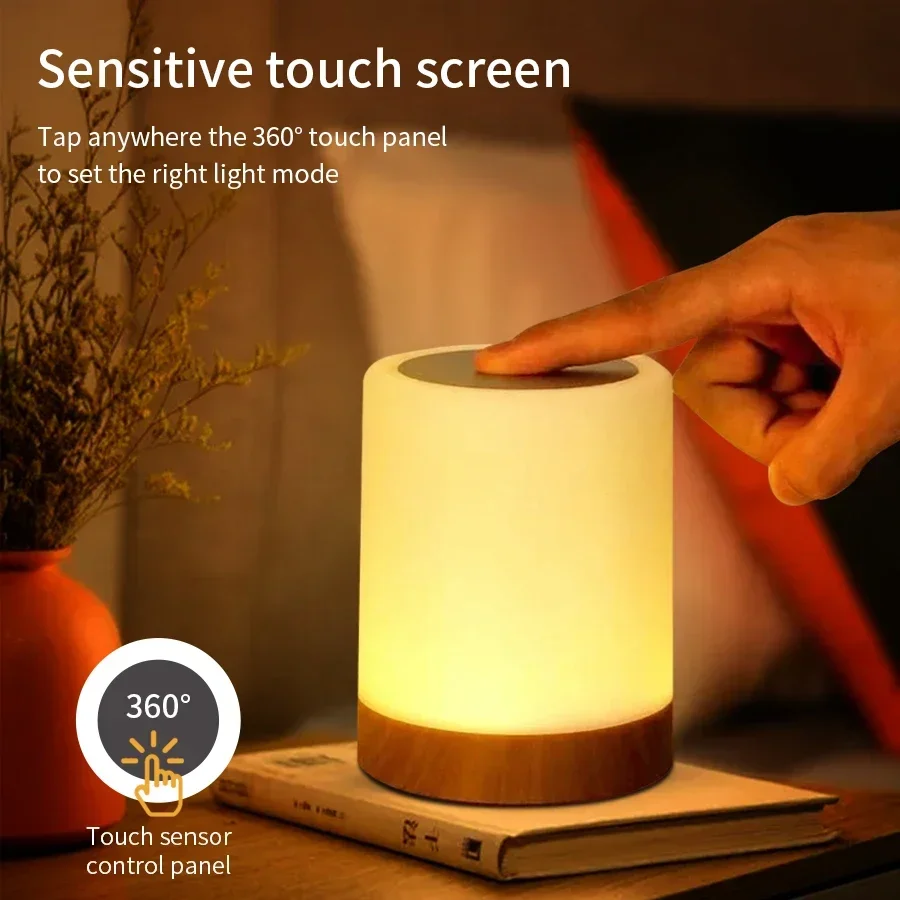 LED Tisch Lampe berühren Nacht Nacht Lichter RGB USB Aufladbare Nachtlicht Für Schlafzimmer Esszimmer Schreibtisch Dekoration Beleuchtung