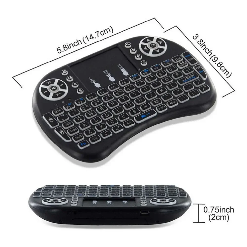 Colorful Backlit I8 Mini Wireless Keyboard Touchpad Remote Control English 2.4Ghz Air Mouse Keyboard For Laptop TV Box Touchpad