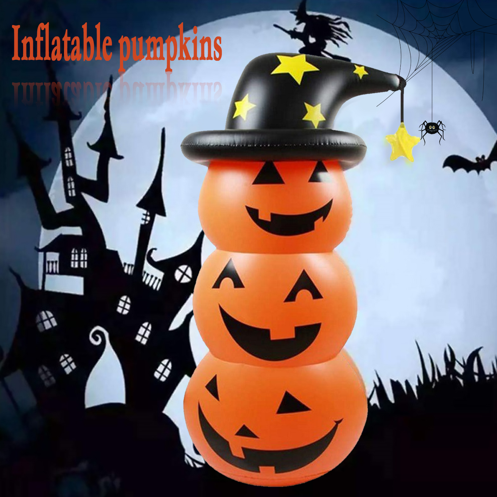 Halloween Home Decoratie Opblaasbare Speelgoed Pompoen Tumbler 4.6Ft Halloween 3 Pumpinks Gestapeld Blow Up Decor