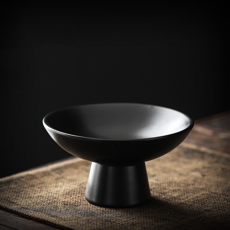 Japanese Ceramic Tea Tray Teaware Kung Fu Tea Set Snack Tray Fruit Tray Serving Tray Tea Ceremony Accessories: Matt black