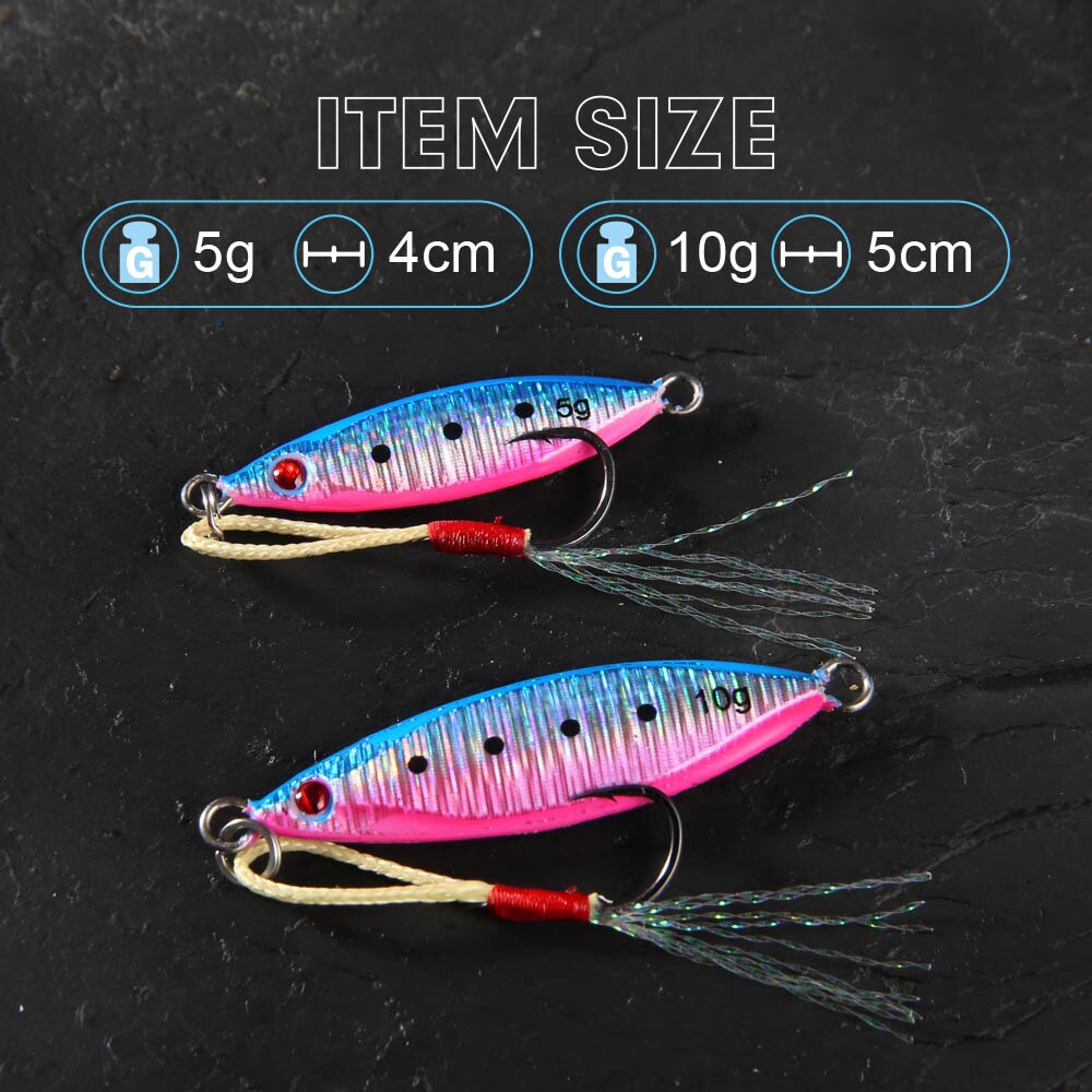 Micro metal jig fishing lure light shore casting game lure 5g 10g Zebra Glow Rock jig
