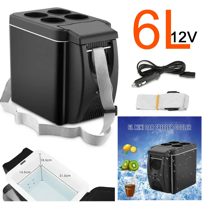 Bilkylskåp 6l 12v elektriska frysar mini bilfrys kylare och värmere elektrisk kylskåp bärbar kylbox resekylskåp