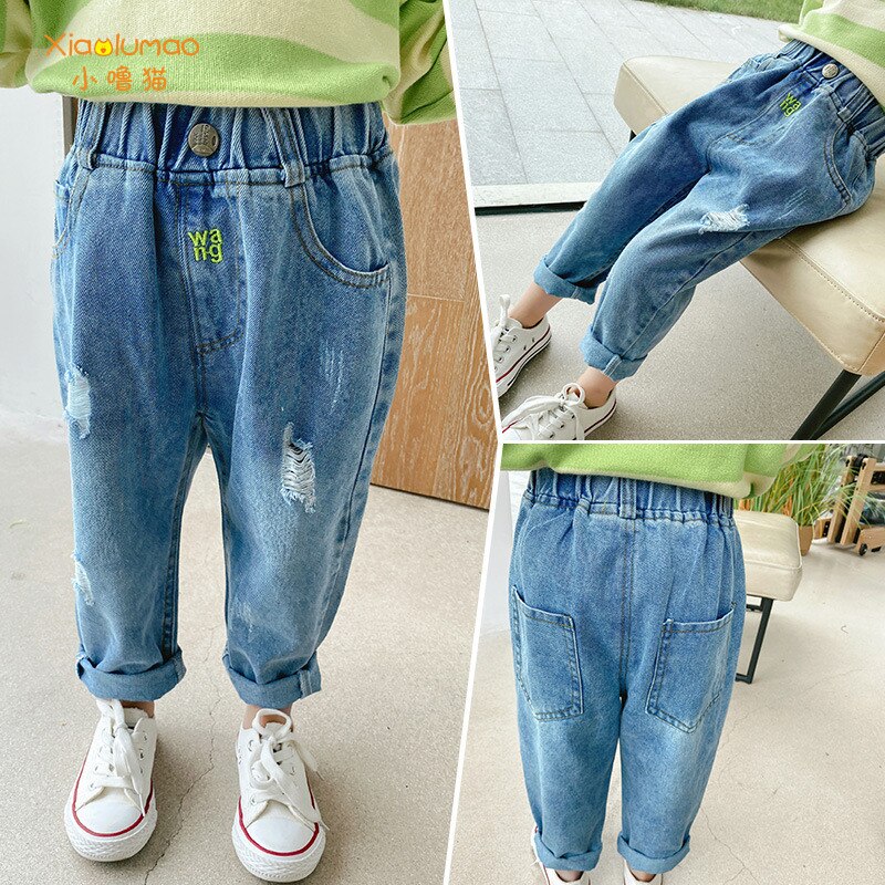 Jeans med huller baby boy jeans bukser småbørn pige denim drenge ripped jeans tøj print tiktok tøj