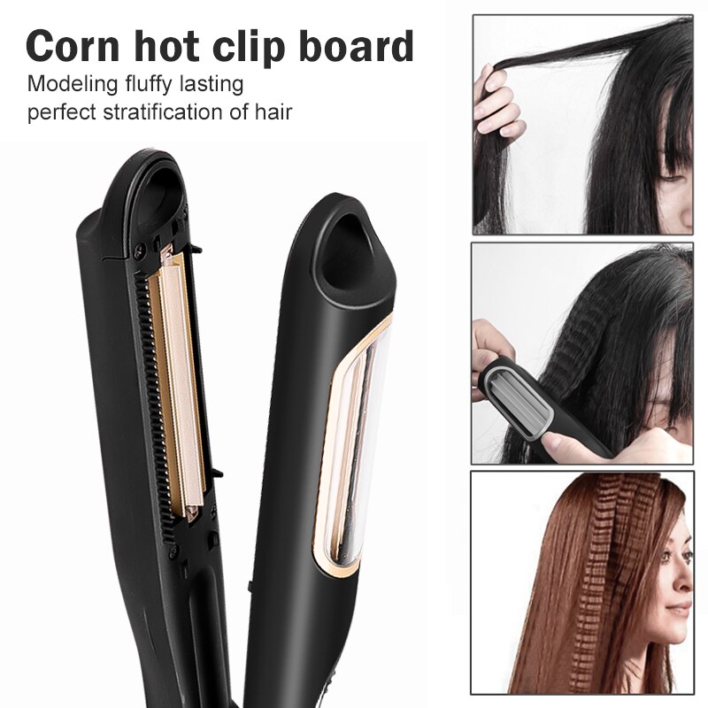 Rizador de cabello automático con pinza de maíz, plancha de rizos de hierro plano corrugado, Plancha , Herramienta de Peinado de ondulación de cabello rizado