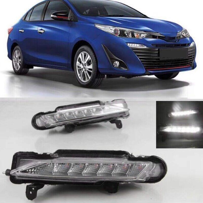 2 Stuks Voor Toyota Yaris Auto Led Drl Dagrijverlichting Met Knipperlichten Fog Lamp Auto lichten