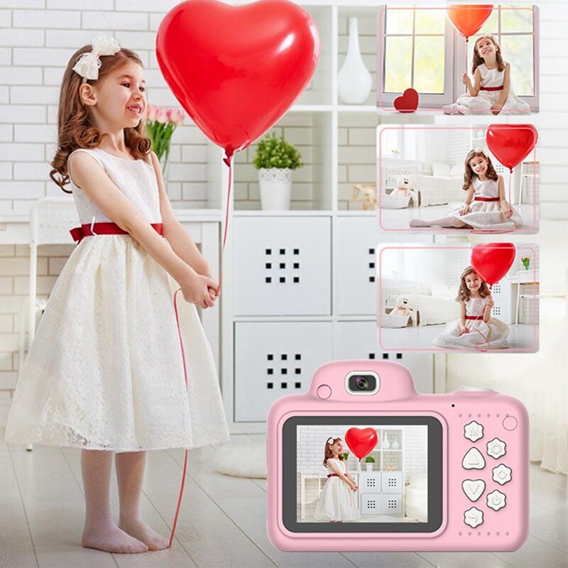 Kids Camera Mini Kinderen Slr Camera 2.4 Inch Scherm 8Mp Met 16G Het Kaart Dual Lens (Roze)