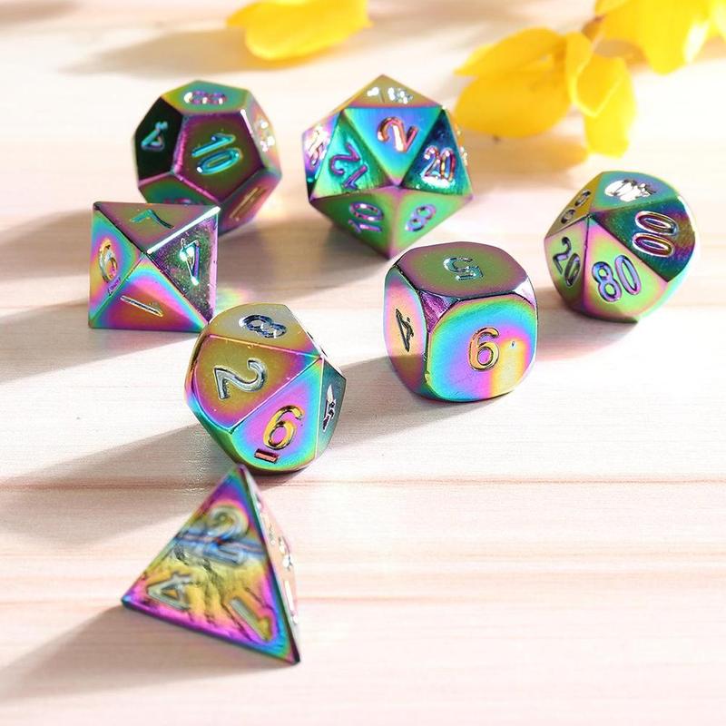 Multi-sided Metal Dice Plating Seven Color Acrylic Board Game Dice Seven Electroplating Plastic Dice