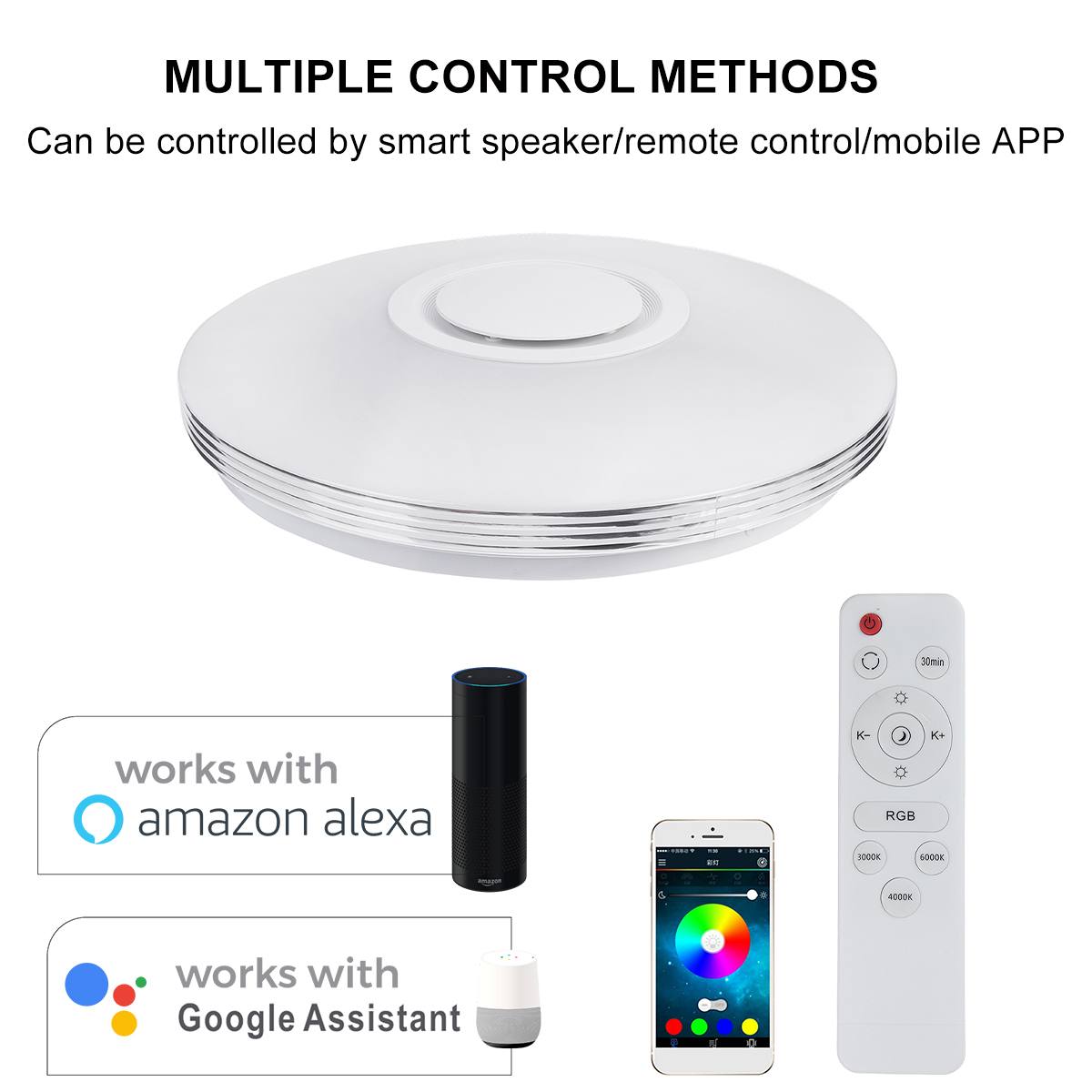 100W Wifi App Intelligente Controle Moderne Rgb Led Plafondlamp Home Verlichting Bluetooth Muziek Licht Slaapkamer Smart Plafondlamp