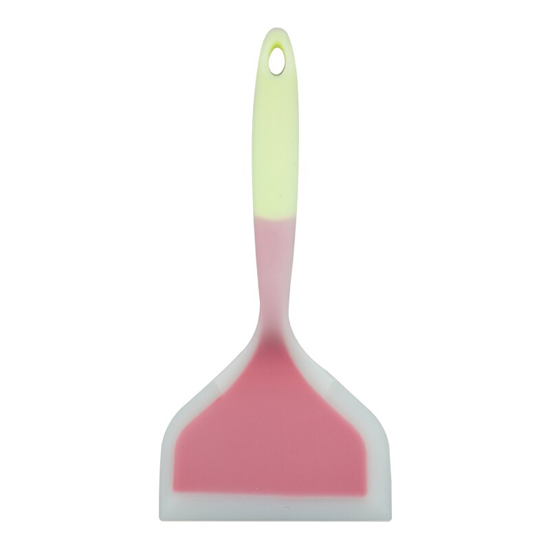 Silicone Kitchen Ware Cooking Utensils Spatula Beef Meat Egg Kitchen Scraper Wide Pizza Cooking Tools Shovel Non-stick Spatula: Green and Pink