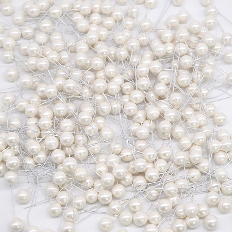 50 stuks Mini Schuim Meeldraden Bloemen Kunstmatige Pearl Cherry Bessen Wedding Christmas Party Decoratie DIY Geschenkdoos Krans Accessorie: F04