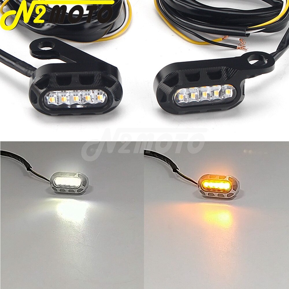 Mini clignotant LED CNC pour Harley Sportster 883, 1200, 48, 72, Super Low Roadster 2004 –: Black Clear