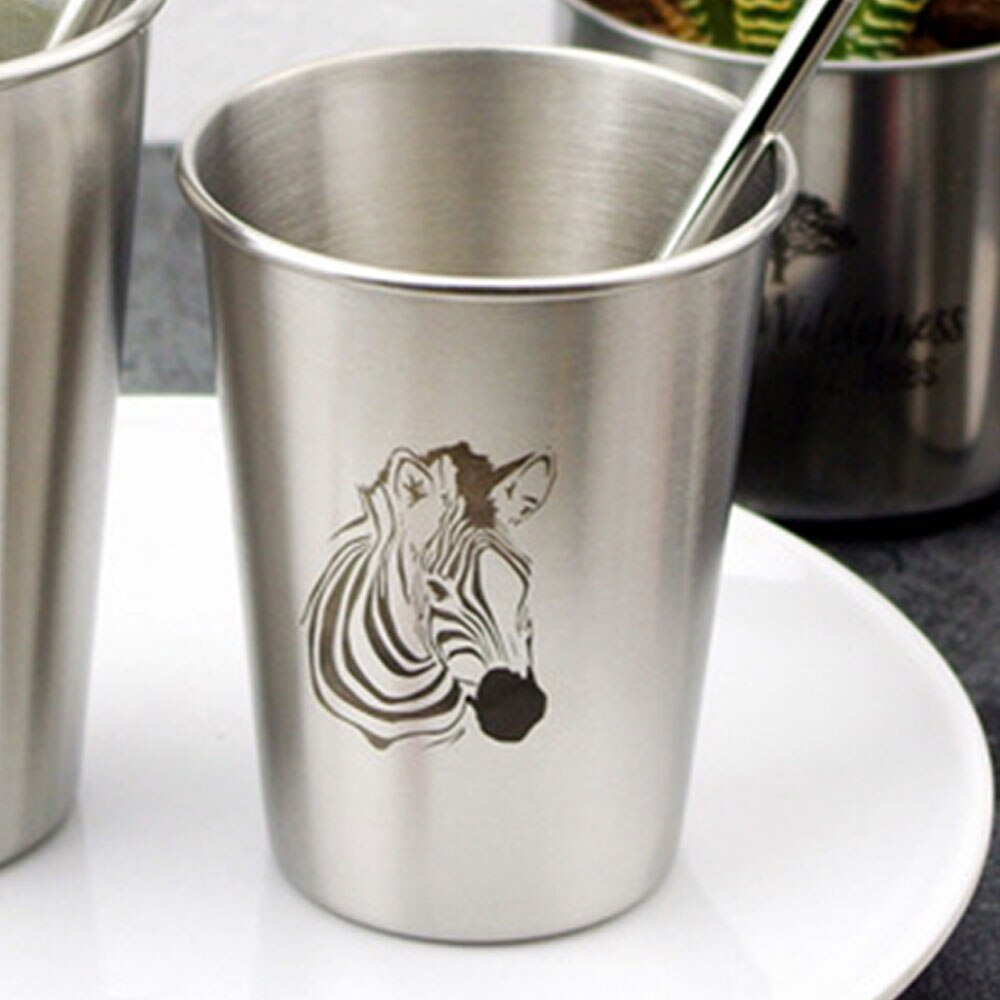 Metal krus sølv delikat metal kop vand kop 500ml kolde moderne flamingo træ zebra: 4