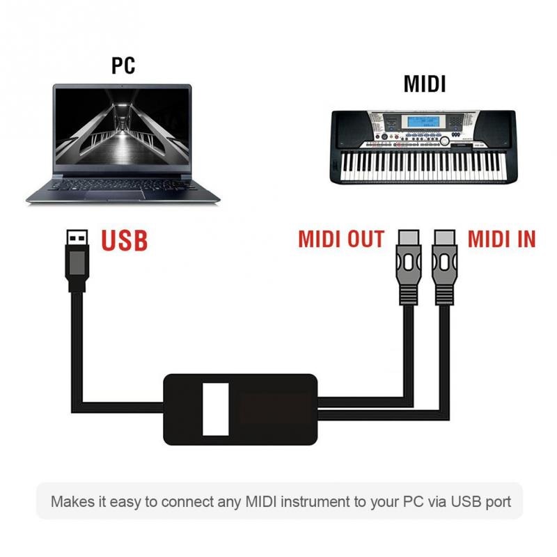 MIDI Converter PC Music Keyboard Adapter USB IN-OUT MIDI Home Music Cable
