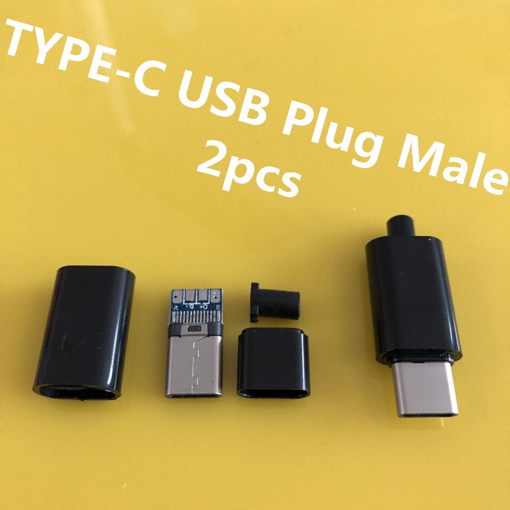 2 STKS/PARTIJ YT2156 TYPE-C USB Plug Mannelijk connector Zwart/Wit lassen Data OTG lijn interface DIY datakabel accessoires