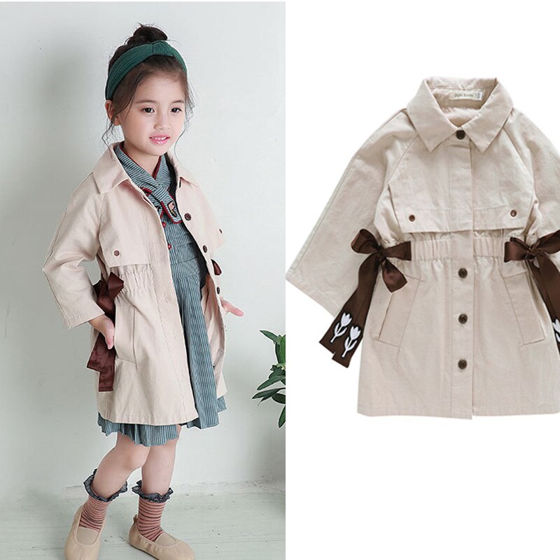Chaquetas gabardinas para niñas, chaqueta de estilo británico, ropa de abrigo larga para niñas, ropa para niños, chaleco para niñas, cortavientos