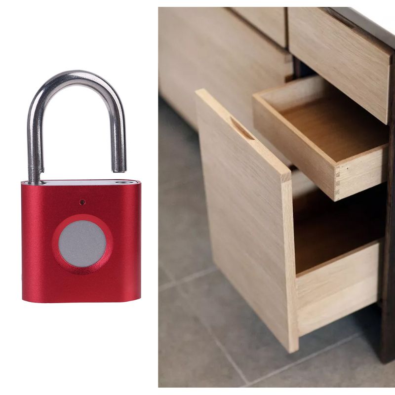 Smart Biometric Fingerprint Padlock Keyless Drawer Lock Fingerprint Unlock File Cabinet Anti-theft Lock Suitcases Lock
