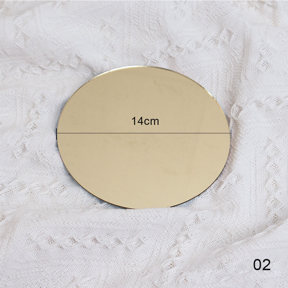 Ins Photo Props Acrylic Mirror Reflection Board Reflector Photography Props Shooting Background Ornaments Posing Photo Props: 02 Gold-14cm