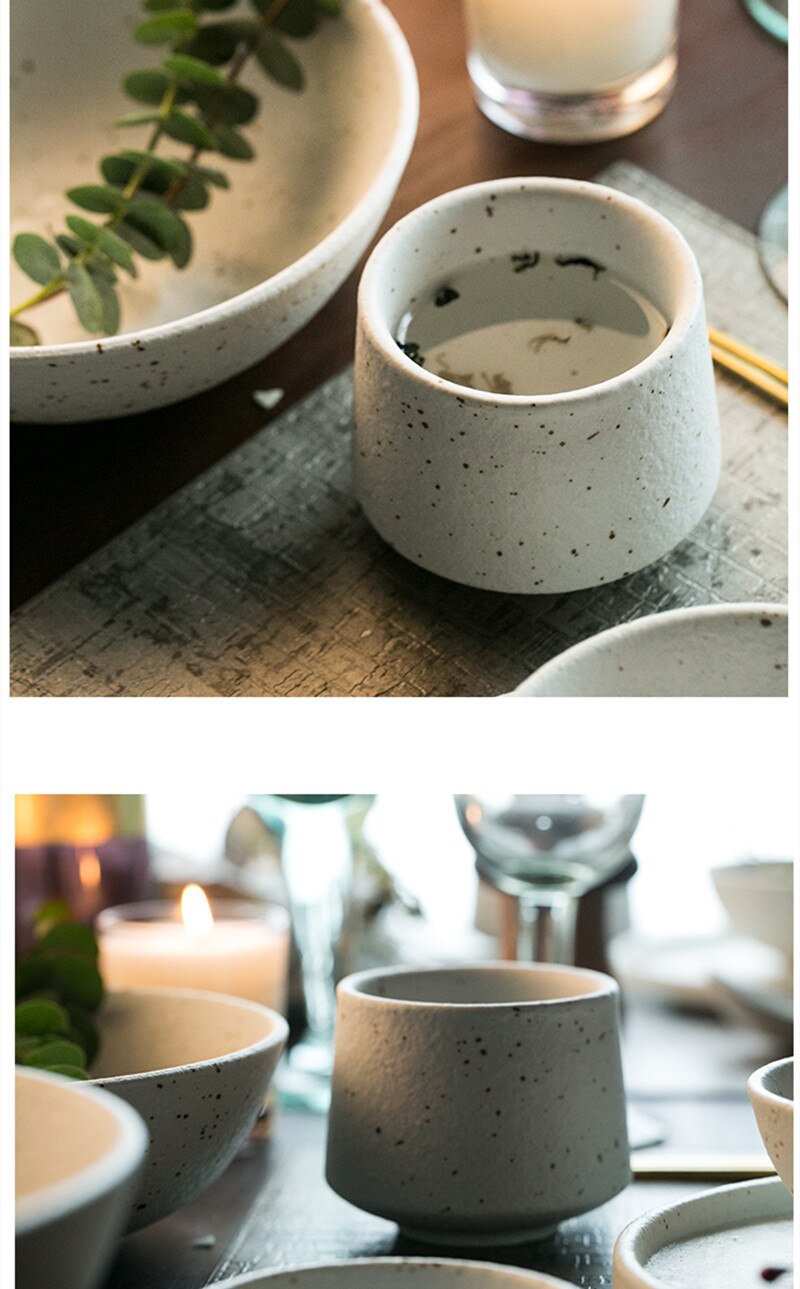 Taza de agua del té de Color sólido Vintage accesorios hechos a mano taza de té de cerámica Color de piedra taza de café mate