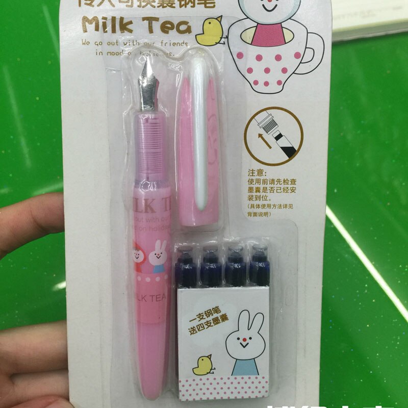 Cute Kawaii 5pcs ink fountain pen set 0.38mm Erasable fontaine Pens Student office stationery Supplies calligraphy ink pen