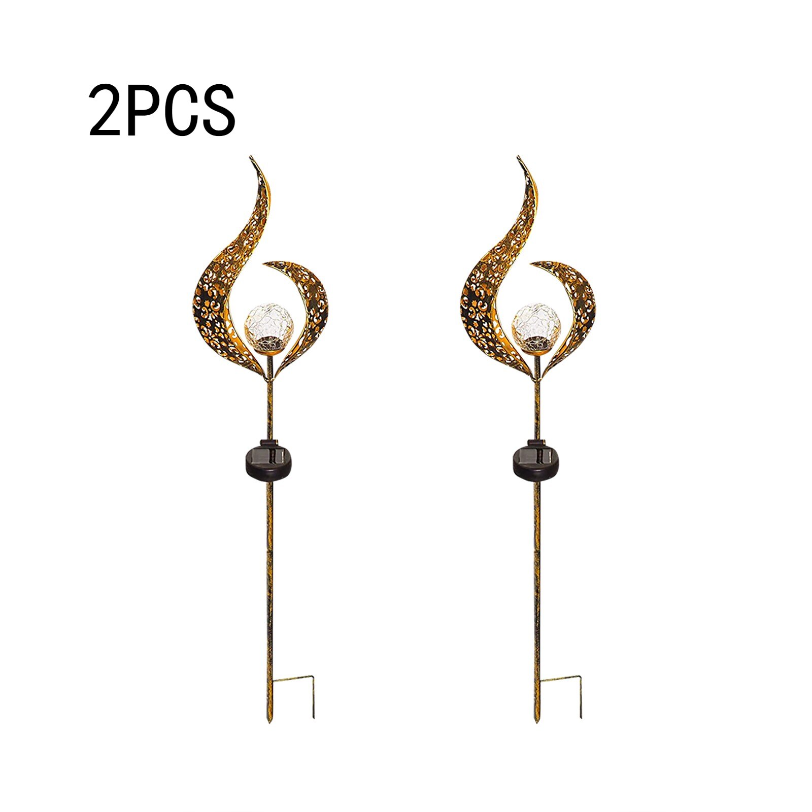 Led Solar Light Zon Maan Led Tuin Licht Vlam Effect Lamp Waterdichte Outdoor Verlichting Landschap Solar Decoratieve Licht: A-2PC