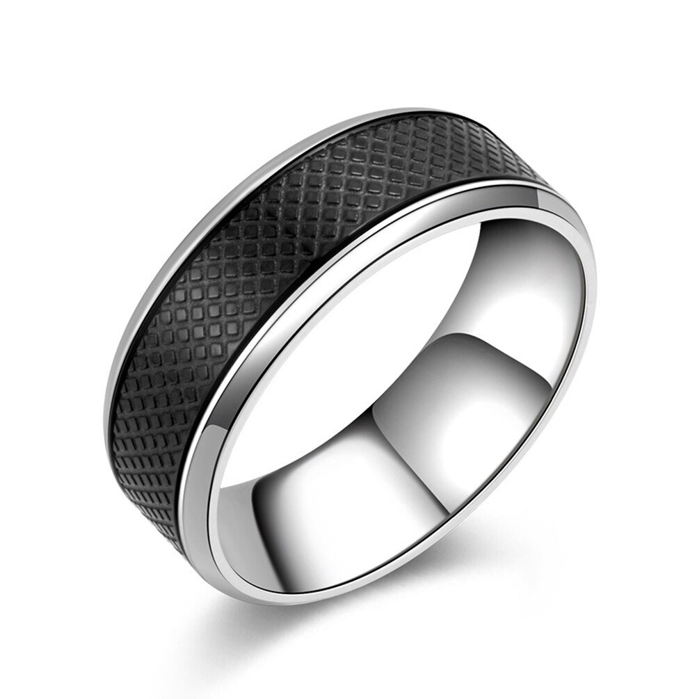 Classic 8mm Black Stainless Steel Rings for Men Boys Women Wedding Band Unisex Engagement Jewelry Size 7-12