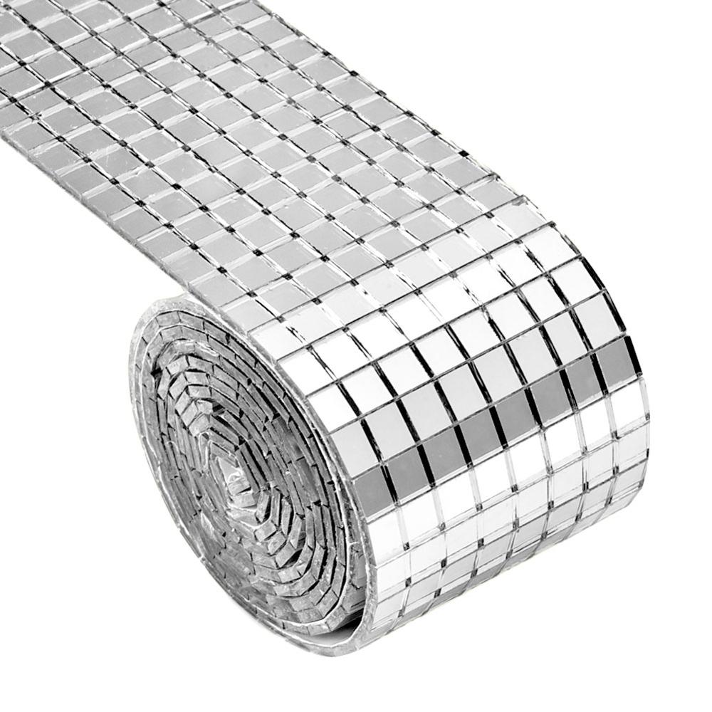 Auto-adhesivo de vidrio Mini cuadrado espejos, azulejos de mosaico para baño artesanías hechas a mano DIY decoración del hogar de plata/oro/rosa: Plata