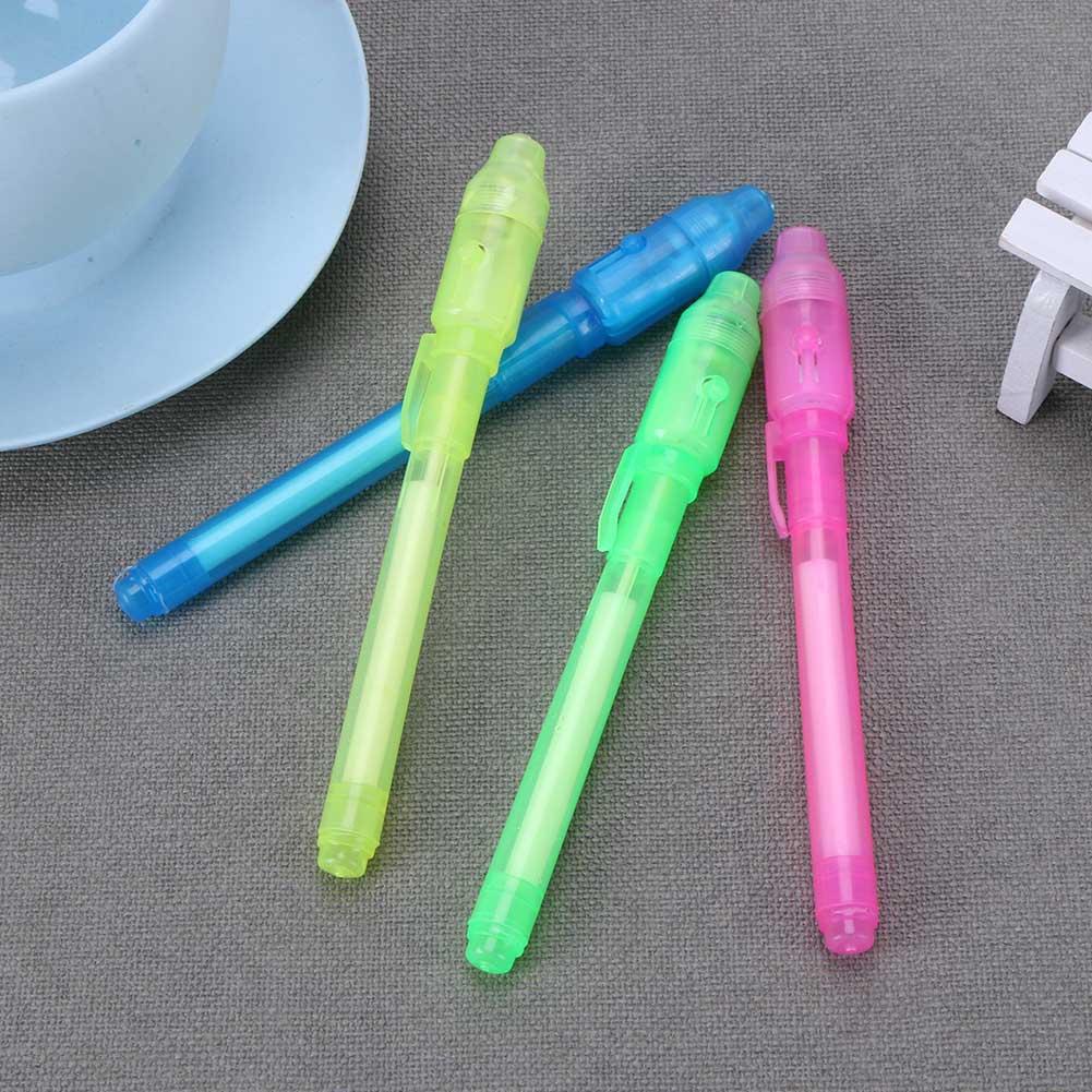 4pcs Invisible Ink Pen Luminous Light Pen Magic Stationery LED Highlighter Pen Drawing Secret Message Gadget Pen Kids