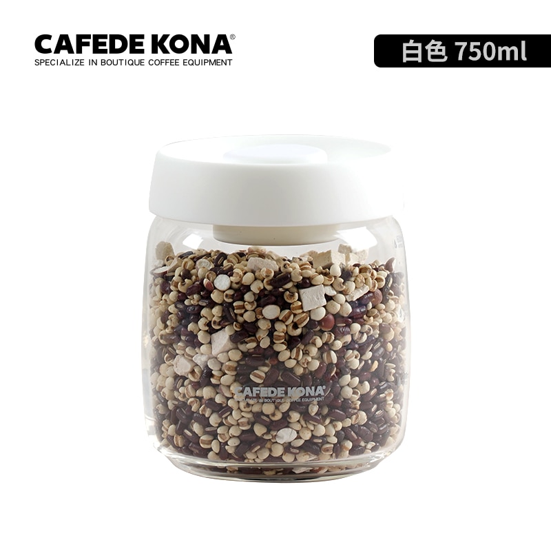 CAFEDEKONA Glass Canister Vacuum glass sealed tank Eco Friendly Borosilicate Glass Storage Jars With Lid Food Kitchen Glass Jar: WHITE 750ML