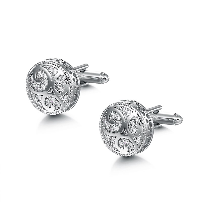 Weimanjingdian Prachtige Ronde Vorm Zirconia Cz Crystal Manchetknopen Voor Mannen In Wit Goud Rose Goud Kleuren