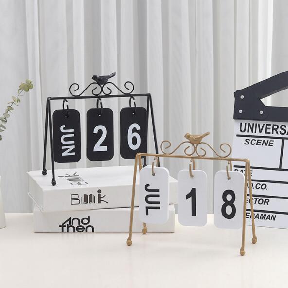 Calendario de Metal de escritorio Manual de , decoraciones para el hogar, mesa de oficina, Calendario de Pared de madera, papelería, de cumpleaños para niñas