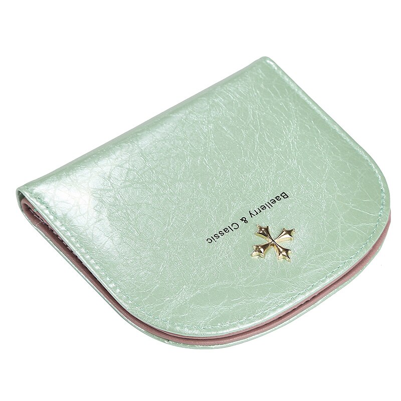 Baellery hasp leren damesportemonnee met korte rits, kleine portemonnee voor dames, slanke portemonnee, eenvoudige kaarthouder, mini-portemonnees voor dames: Lichtgroen