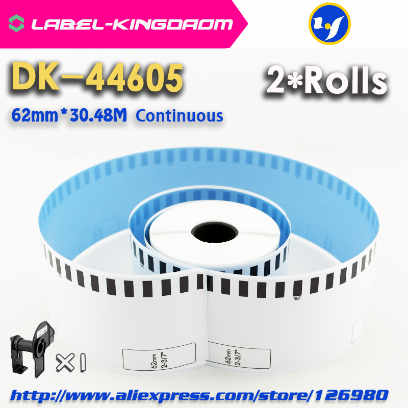 2 rollos de recarga Brother Compatible DK-44605 etiqueta 62mm * 30,48 M Color azul Compatible para impresora de etiquetas QL-570/700/720 DK-4605