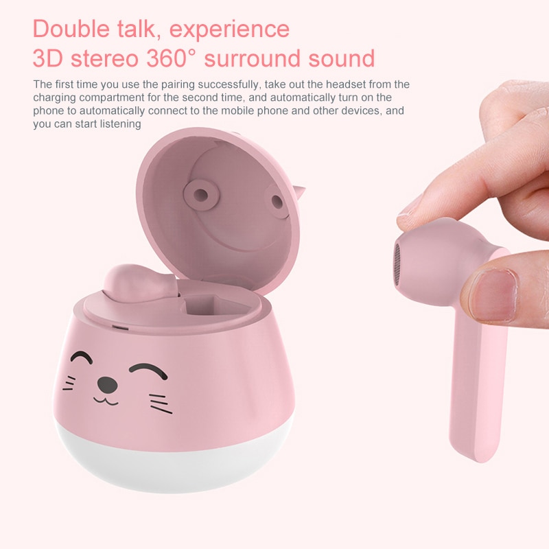 Mini Bluetooth earhead Cute Animal Ear TWS With Mic Wireless Stereo HIFI Earbuds Cartoon Girls Music Phone Gamer cabeza
