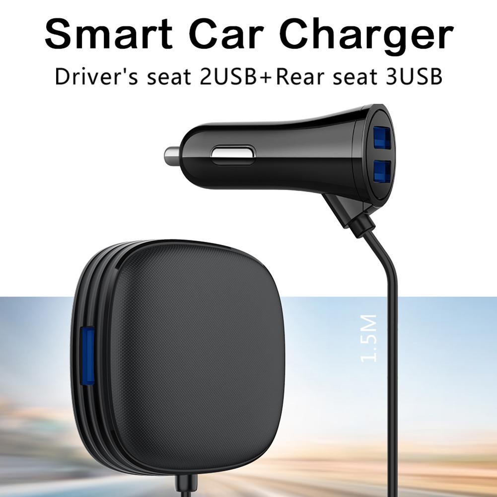 Rondaful Smart Car Charger Adapter Auto Usb Fast Charger Voorstoel 2 Usb-poorten Achterbank 3 Usb-poorten opladen Adapter