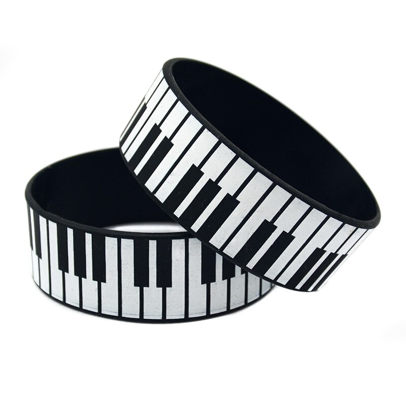 1PC Klavier Tasten Silikon Armbinde 1 Zoll Breit Gedruckt Logo