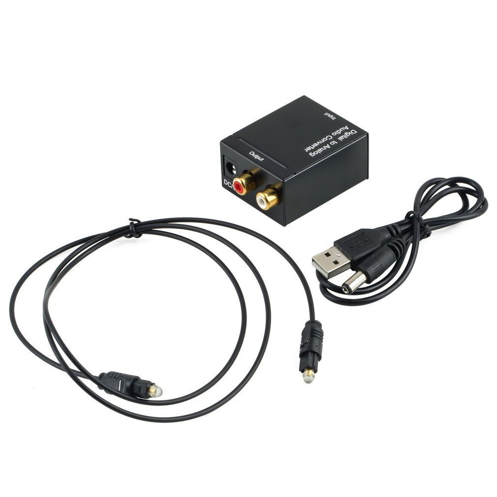 Optische Digitale Stereo Spdif Toslink Coaxiale Signaal Naar Analoge Adapter Analoog Converter Decoder Optische Kabel USB-DC Power Kabel