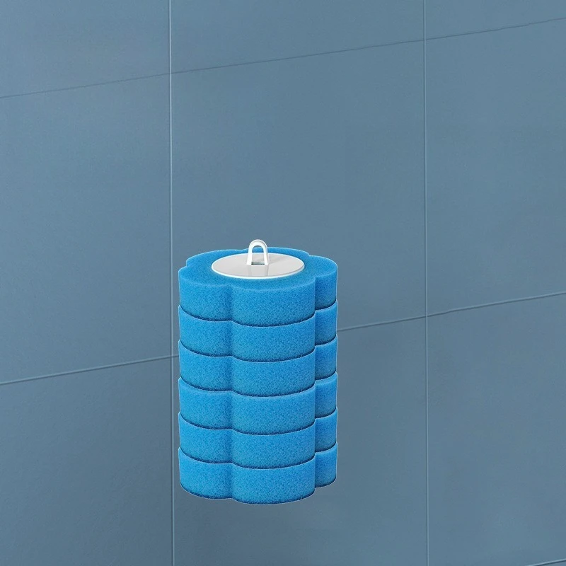 Cepillo de limpieza para inodoro, Kit de cabezal de repuesto desechable, inodoro con recargas, herramienta de limpieza de baño de mango largo con soporte: Azul cielo