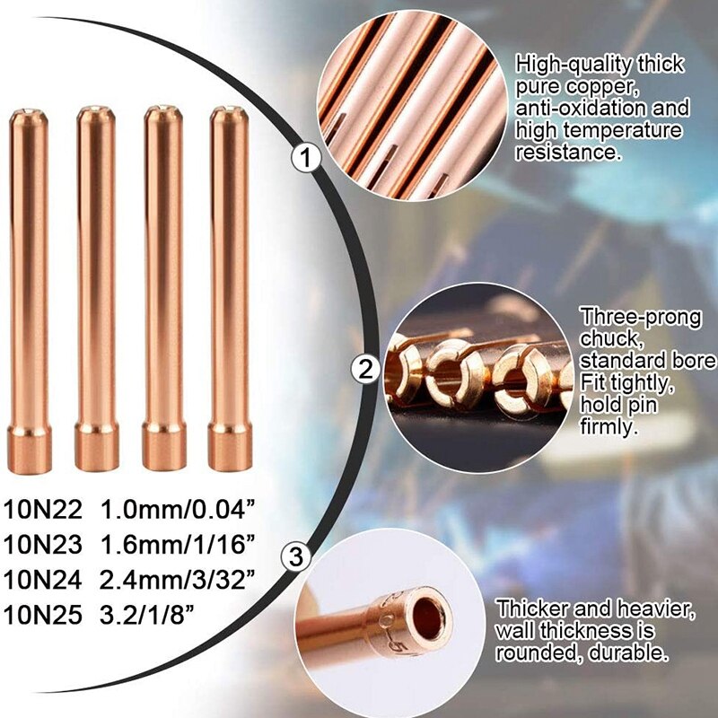 16 Uds accesorios de antorcha de soldadura TIG de copa Collet junta, consumibles, Kit de soldadura TIG antorcha suministros para WP-17/18/26