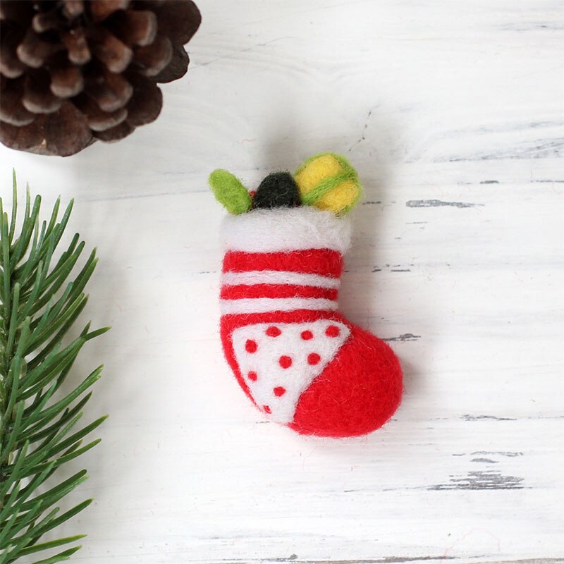 LMDZ-broche de fieltro para manualidades, Kit de fieltro de lana hecho a mano, corona de decoración de Navidad, árbol de Navidad de Santa Claus, 1 ud.: Material Package 5
