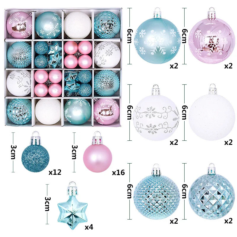 Christmas Tree Decoration 42PCS 6CM Balls Ornaments Set For Xmas Hanging Home Supplies Christmas Year Party: Clear